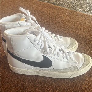 Nike White and Black Leather High-Tops